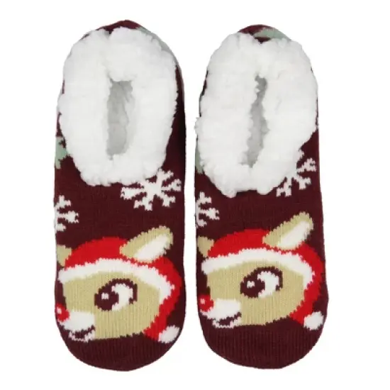 Rudolph The Red-Nosed Reindeer Christmas Holiday Slipper Socks No-Slip Sole image {1}