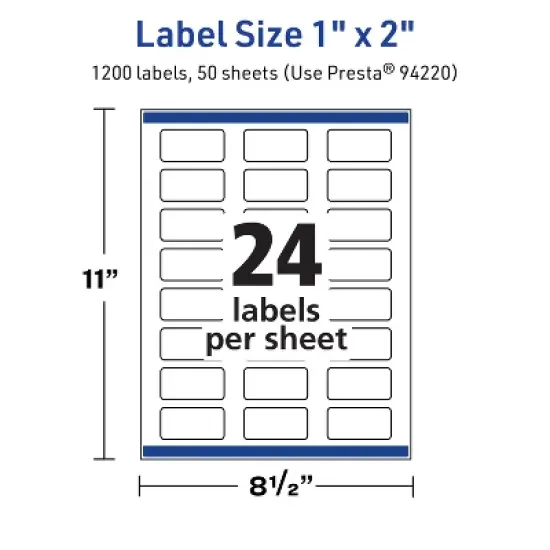 Avery TrueBlock Matte White Paper Labels,  1" x 2" Rectangle image {4}