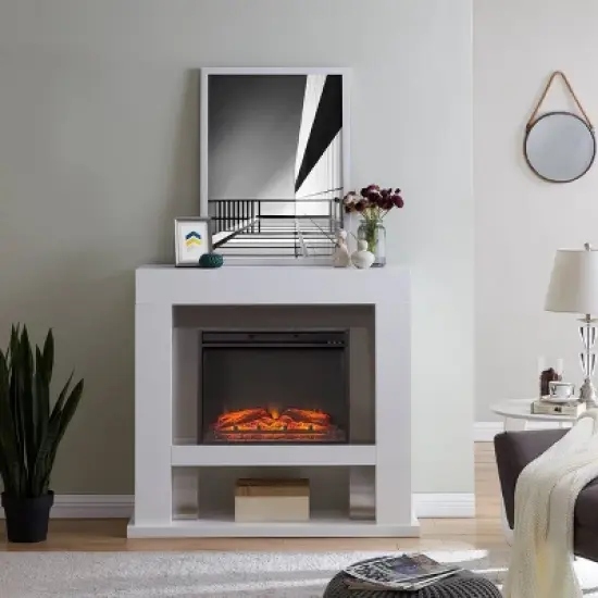 Lockman Stainless Steel Fireplace White - Aiden Lane image {4}