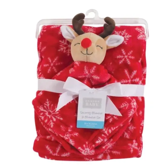 Hudson Baby Infant Plush Blanket with Security Blanket, Reindeer, One Size image {1}