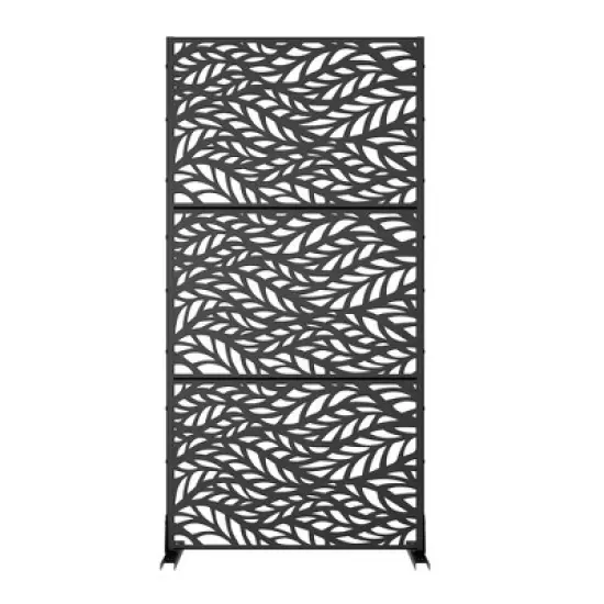 PexFix Modern Outdoor Privacy Rectangle Screen Galvanized Steel Panel Divider Garden Fence in Leaf Pattern image {2}