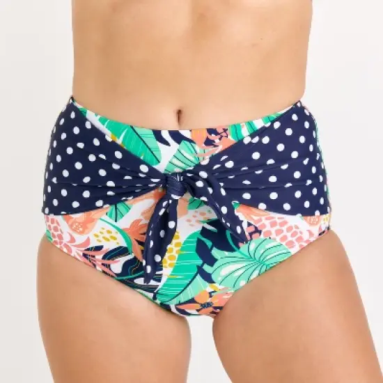 Calypsa Womens High Waisted Bikini Bottom With Front Tie image {5}