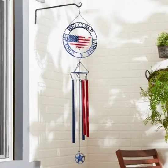 Zingz Home Iron Weathervane Wind Chime - 45X9.5X4.75 - Patriotic Welcome image {2}
