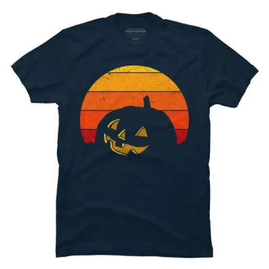 Men's Design By Humans Vintage Retro Sunset Halloween Pumpkin I By lemonpepper T-Shirt image {6}