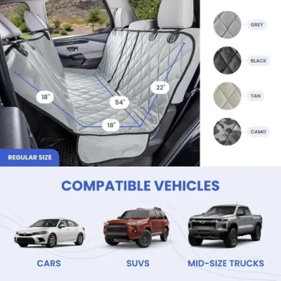 4Knines Rear Seat Cover for Fold Down Seats with Hammock Regular Black image {1}