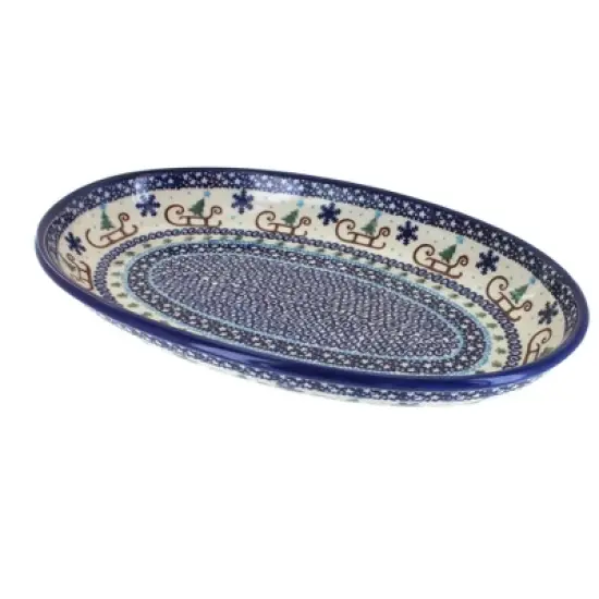 Blue Rose Polish Pottery 104 Vena Oval Platter image {12}