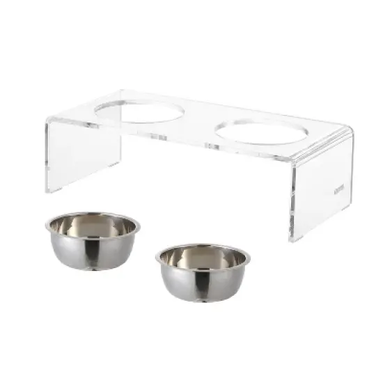 THE LICKER STORE Keaton Modern Acrylic Rectangular Elevated Pet Feeder image {8}