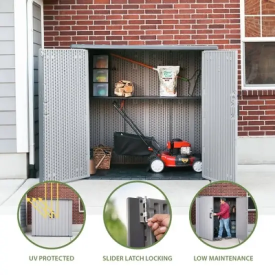 Lifetime 6' x 3.5' Utility Shed Storm Dust: Outdoor Storage, HDPE Construction, Lockable Doors image {3}