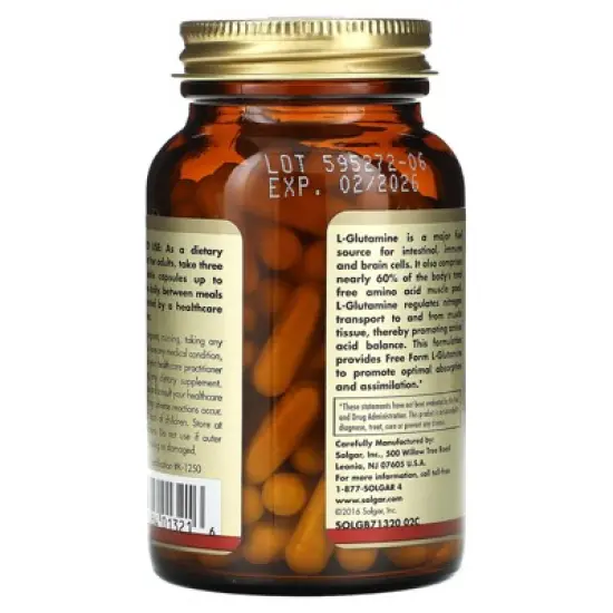 Solgar L-Glutamine, 500 mg, 100 Vegetable Capsules image {2}