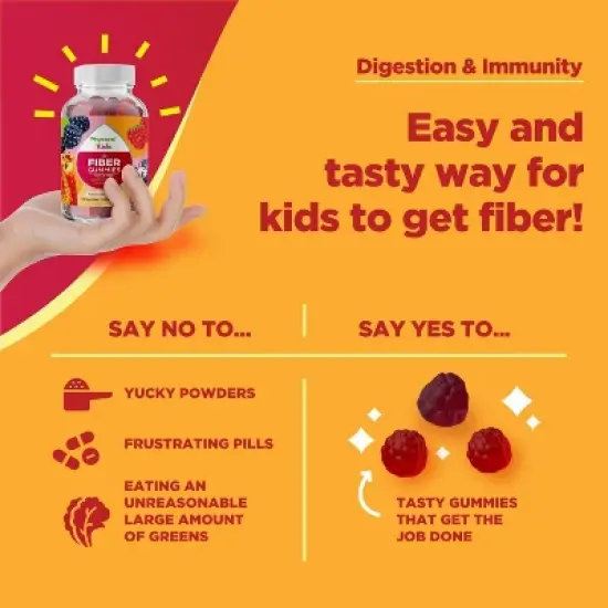 Sugar Free Fiber Gummies for Kids, Delicious & Nutritious Kids Fiber Gummies, Sugar Free Supplement for Digestive & Immune Support, Phytoral, 120ct image {4}