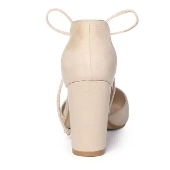 Allegra K Women's Ankle Tie Point Toe Dress Pumps image {2}