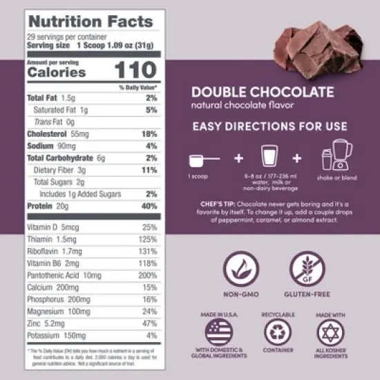 Designer Whey Protein Powder, Double Chocolate,  2lb image {5}