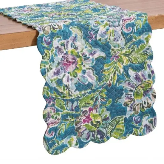 C&F Home Reversible Herringbone Floral Cotton Table Runner 14" x 51" image {1}