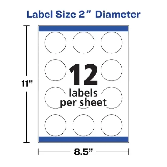 Avery Printable Round Labels with Sure Feed, 2" Diameter, Glossy White, 60 Customizable Labels (22817) image {6}