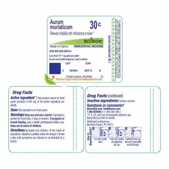 Aurum Muriaticum 30C by Boiron Homeopathic Single Medicine For Stress & Sleep  -  80 Pellet image {1}