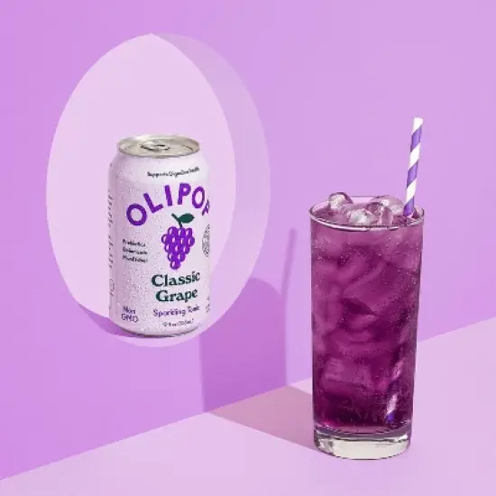 OLIPOP Classic Grape Prebiotic Soda - 12 fl oz Can image {4}