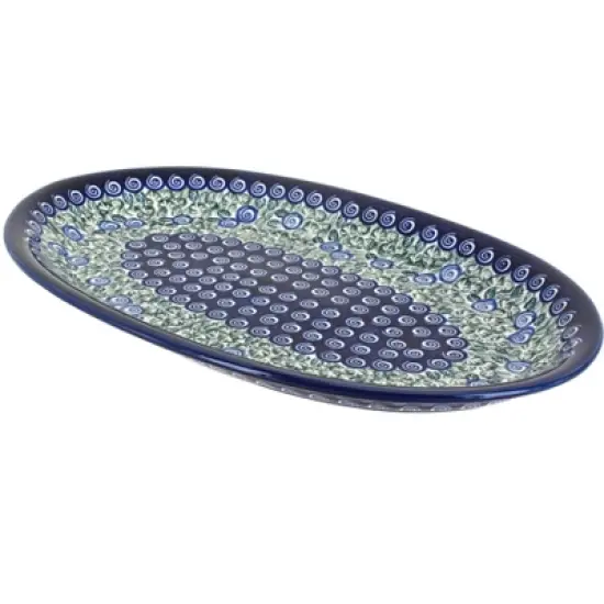 Blue Rose Polish Pottery 1265 Zaklady Large Oval Platter image {5}