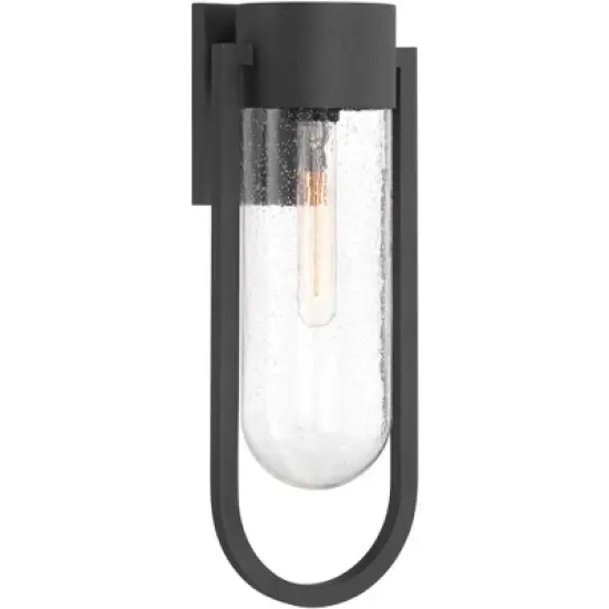 Possini Euro Design Villa Lane 18 1/2" High Modern Outdoor Wall Light Fixture Mount Porch House Exterior Weatherproof Sand Black Clear Glass Shade image {5}