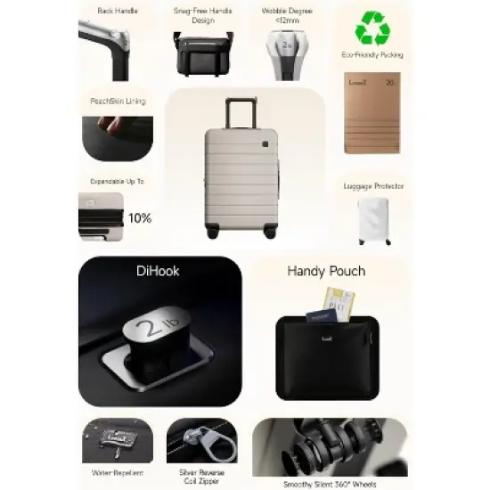 LUGGEX Carry On 20'' Expandable Luggage, Accelerate Access with DiHook, Smooth Spinner Wheel ,Durable Polycarbonate Hard Shell image {3}