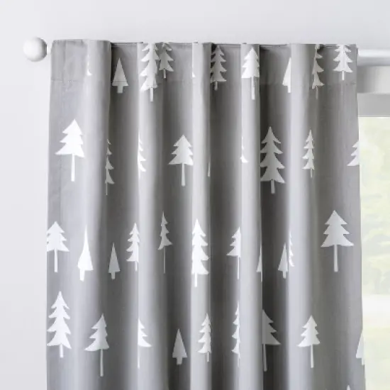 Blackout Curtain Panel Trees - Cloud Island Gray image {5}