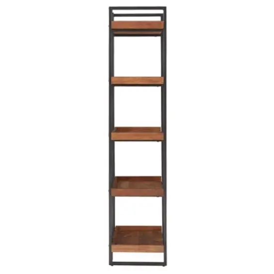 Felicia Rustic Industrial Metal/Wood Etagere Bookshelf - Inspire Q image {2}