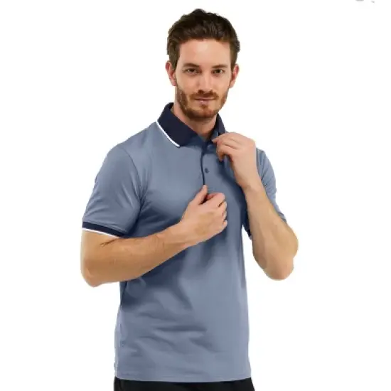 Mio Marino Men's Classic-Fit Cotton-Blend Pique Polo Shirt with Contrast Collar image {3}