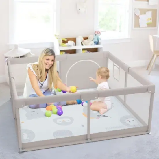 Fodoss Baby Playpen with Mat, 47x47in Extra-Large Baby Play Yard for Toddlers, Indoor/Outdoor Safety Playpen with Non-Slip Base image {8}