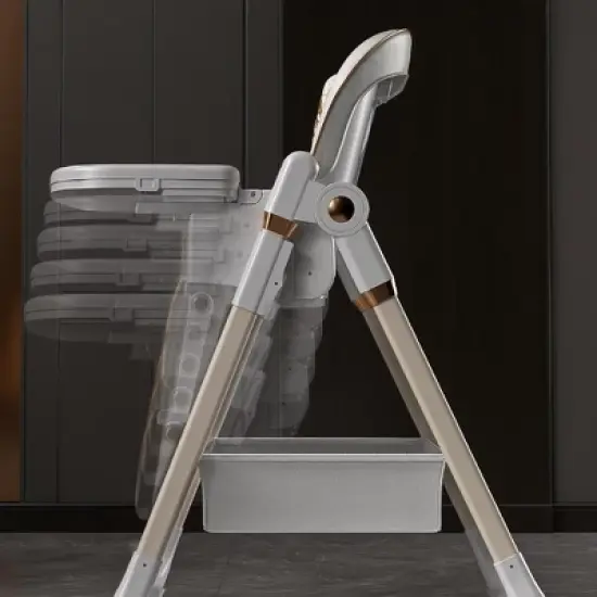 Gulches Adjustable Baby High Chair (0-6 Years) &uml;C Portable Feeding Seat with Safety Belt, Lockable Wheels for Home/Dining image {5}