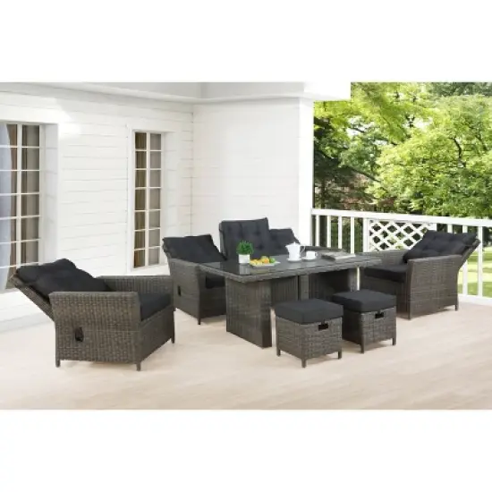 Asti 6pc Wicker Outdoor Seating Set - Gray - Alaterre Furniture image {3}
