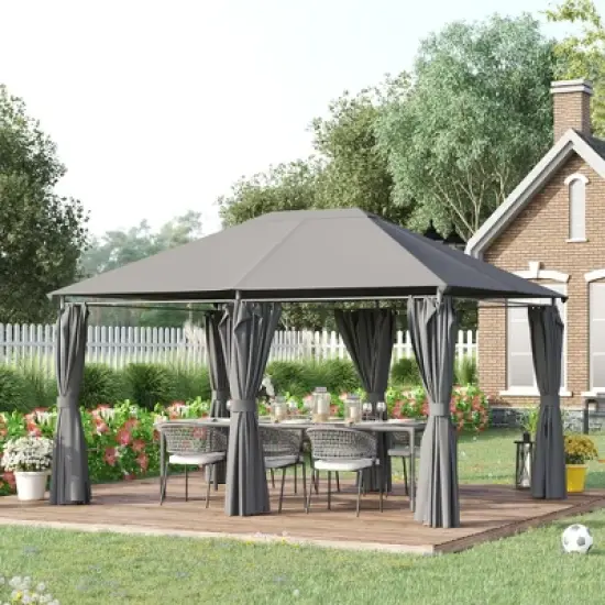 Outsunny 10' x 13' Outdoor Patio Gazebo Canopy Shelter with 6 Removable Sidewalls, & Steel Frame for Garden, Lawn, Backyard and Deck image {1}
