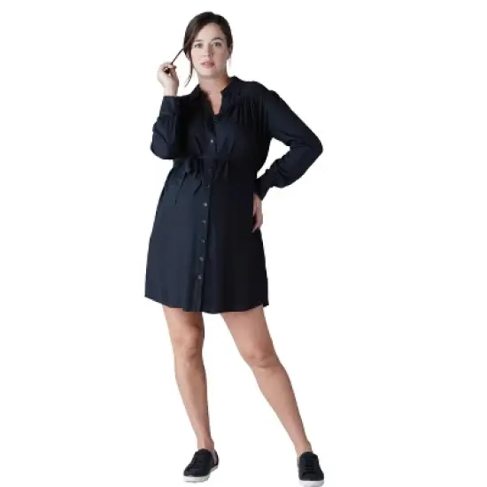 Ingrid & Isabel Maternity Belted Drape Shirt Dress image {7}