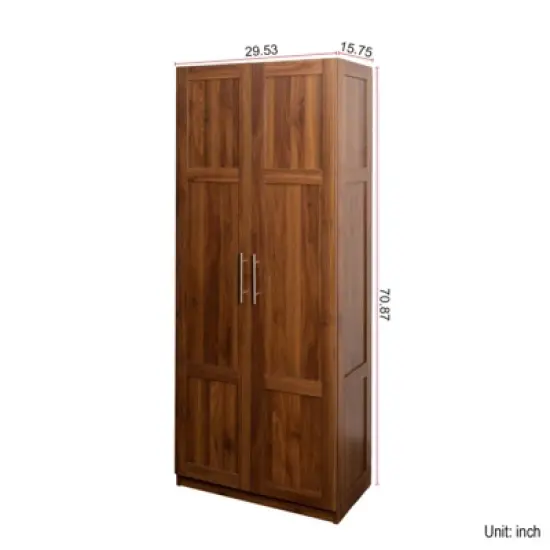 SKRAN Multi-Functional Pantry Cabinet with Pull-Out Multi-Tier Storage Shelf, 4-Door Farmhouse Storage Cabinet, Pantry Organizers for Kitchen image {4}