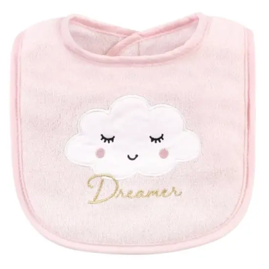 Hudson Baby Infant Girl Cotton Terry Bib and Burp Cloth Set 5pk, Dreamer, One Size image {1}