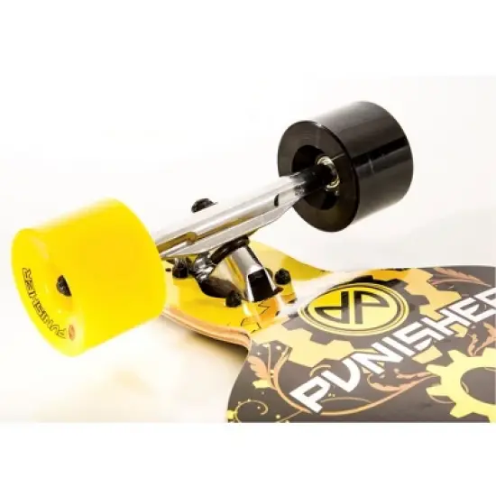 Punisher Skateboards Steampunk Drop-Through Canadian Maple Longboard Skateboard with Concave Deck, Yellow/Black, 40-Inch image {3}