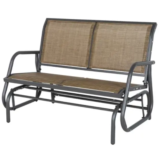 MOEPISY 2-Person Outdoor Glider Bench, Patio Double Swing Rocking Chair Brown image {9}