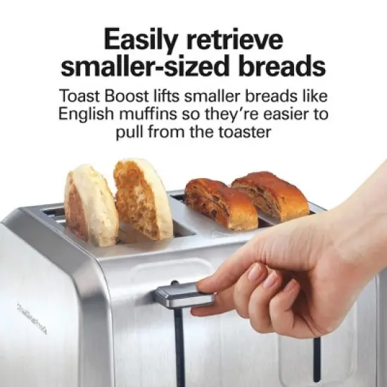 Hamilton Beach 4 Slice Toaster Brushed Stainless Steel - 24714: Automatic Shut-Off, 1500W, Double Toaster, Silver image {6}