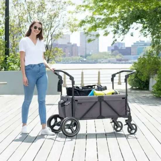 Jeep Wrangler Stroller Wagon with Included Car Seat Adapter by Delta Children - Gray image {4}