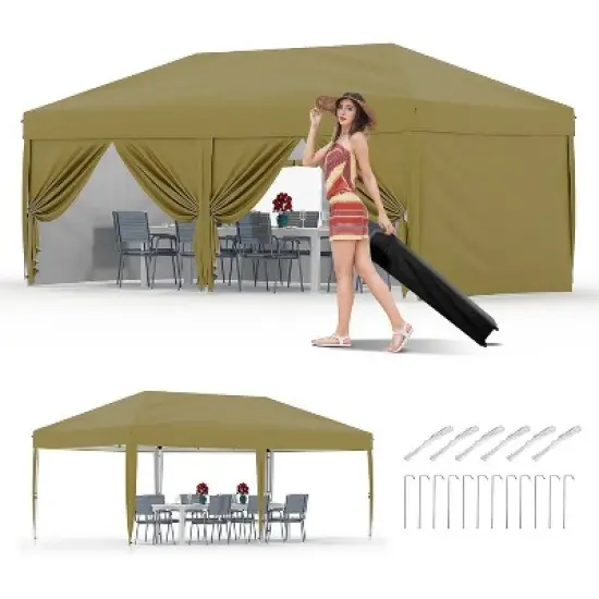 10x20FT Pop Up Canopy Tent, Folding Tent Shelter with 6 Removable Sidewalls, Easy Setup Outdoor Canopy, Height Adjustable Shelter Gazebos image {12}