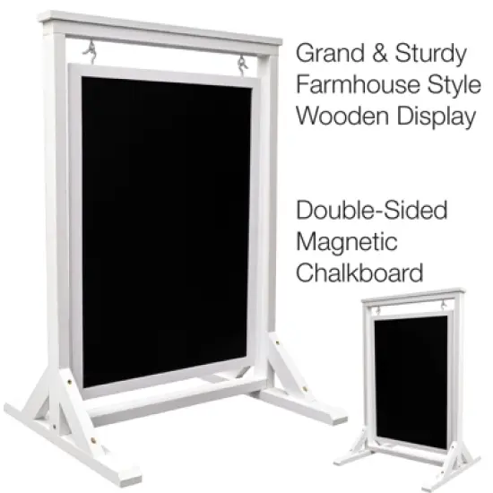 Excello Global Products 30"x21" Swinging Wood Chalkboard (White) image {1}