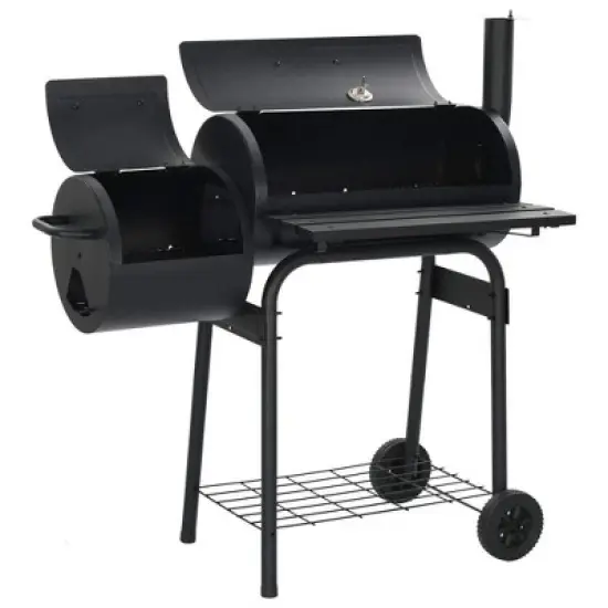 SUGIFT Heavy-Duty Charcoal BBQ Grill and Offset Smoker in Black image {7}