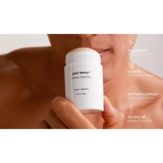 Jack Henry Prebiotic Deodorant (2.6oz) - Antimicrobial & Anti-Fungal | Plant Base Formulas | Fresh Euphoric Scent image {2}