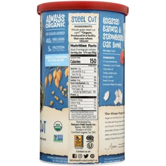 Nature's Path Organic Steel Cut Whole Grain Oats - Case of 6/30 oz image {4}
