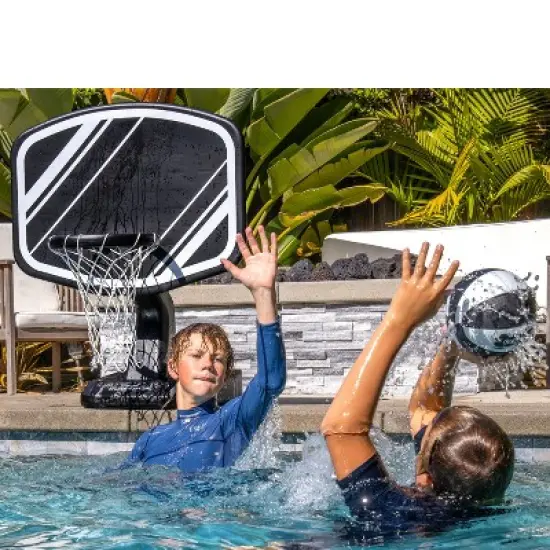 GoSports Splash Hoop PRO Swimming Pool Basketball Game - Includes Poolside Water Basketball Hoop, 2 Balls and Pump - Black image {5}