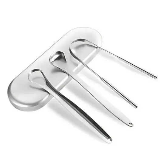 Kitcheniva Stainless Steel Tongue Scraper 3 Pcs Set with Storage Box image {3}