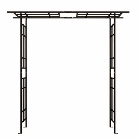 Lirago Black Metal Garden Arch - Adjustable 2-in-1 Galvanized Iron Trellis with Gate  16.92"Dx101.96"Hx42.51"W image {7}