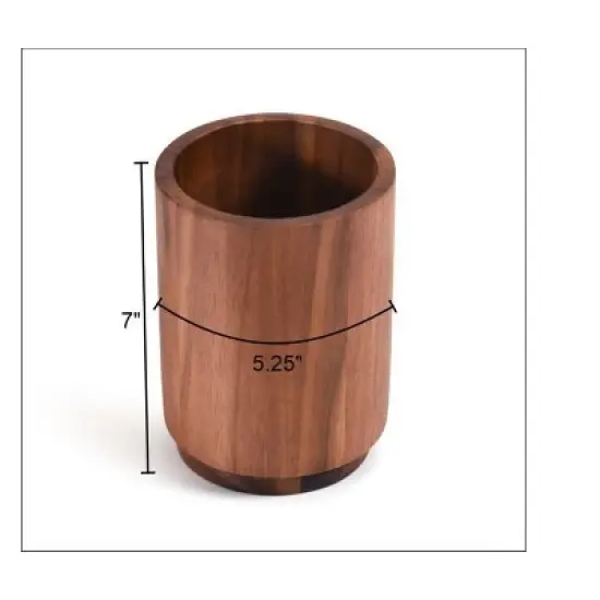 Kalmar Home Acacia Wood Rotating Lazy Susan Utensil Holder - Medium image {4}