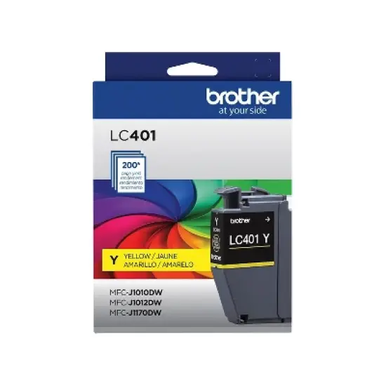 Brother LC401 Yellow Standard Yield Ink Cartridge Prints Up to 200 Pages (LC401YS) image {1}