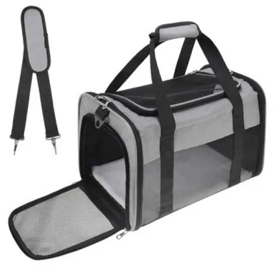 Unique Bargains Breathable Mesh Design Pet Carrier Grey 1 Pc image {6}