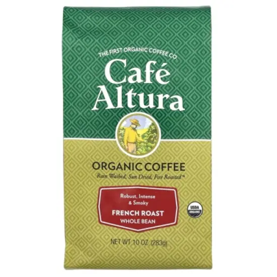 Cafe Altura Organic Coffee, Whole Bean, French Roast, 10 oz (283 g) image {3}
