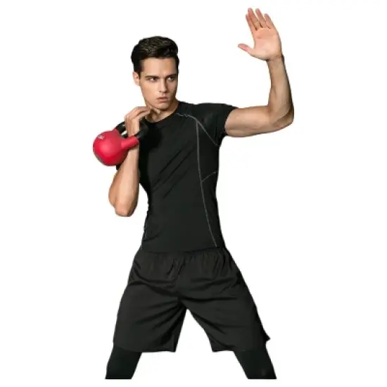 Anna-Kaci Active Men's Short Sleeve Compression Workout Shirt with Moisture-Wicking Fabric and Contrast Stitching image {2}